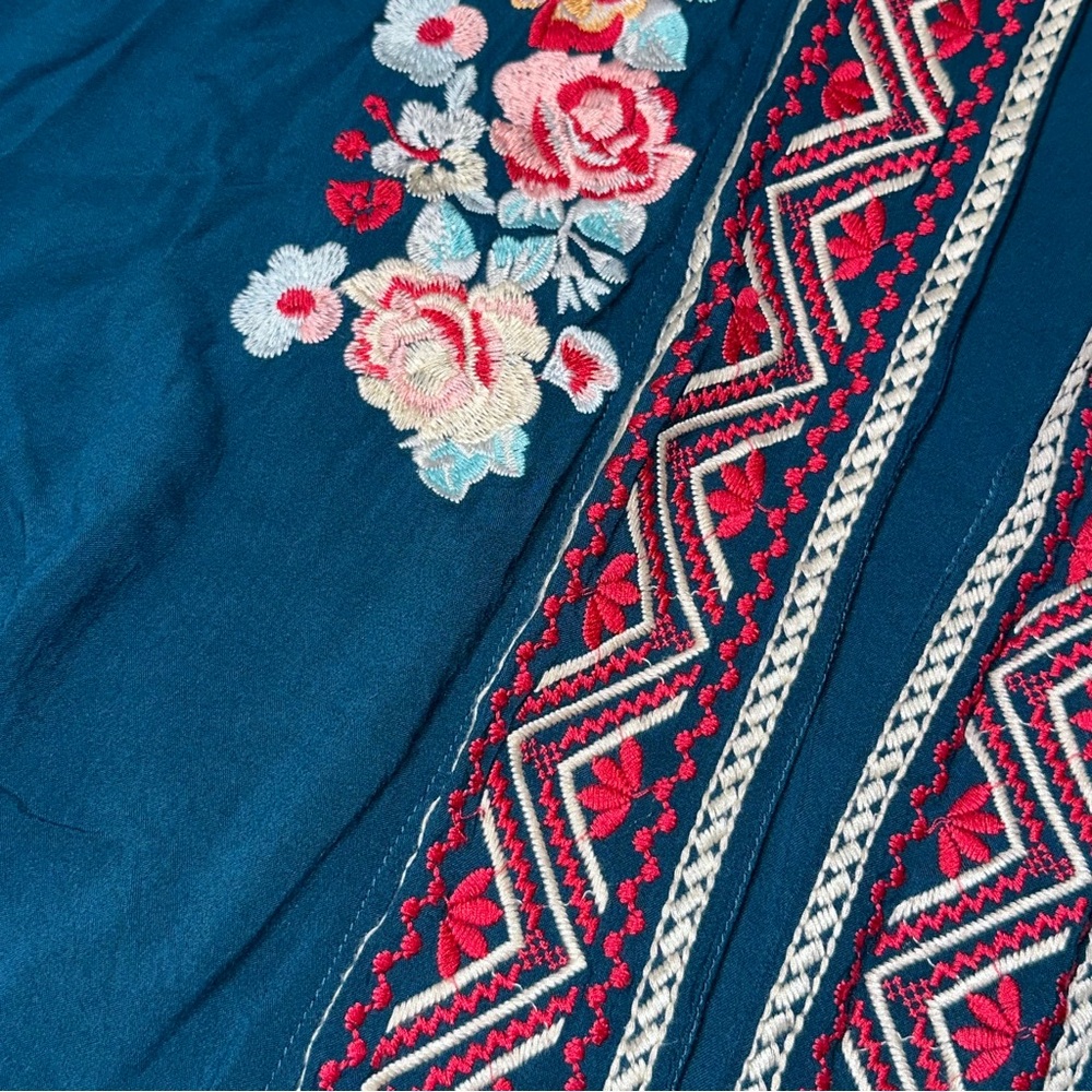 Andree by Unit Open 3/4 Sleeve Floral Embroidered Cardigan Bohemian Artsy Sz 1X - Picture 6 of 12